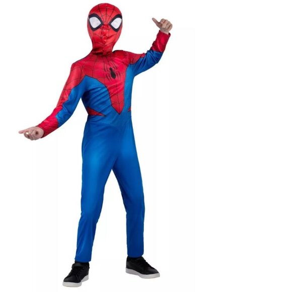 Spiderman Halloween Costume 8/10 Jumpsuit & Mask Marvel 2 Pc Boys - Picture 1 of 3